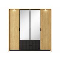 Szafa 4-drzwiowa 220 cm z lustrem i szufladami BALEO styl skandynawski